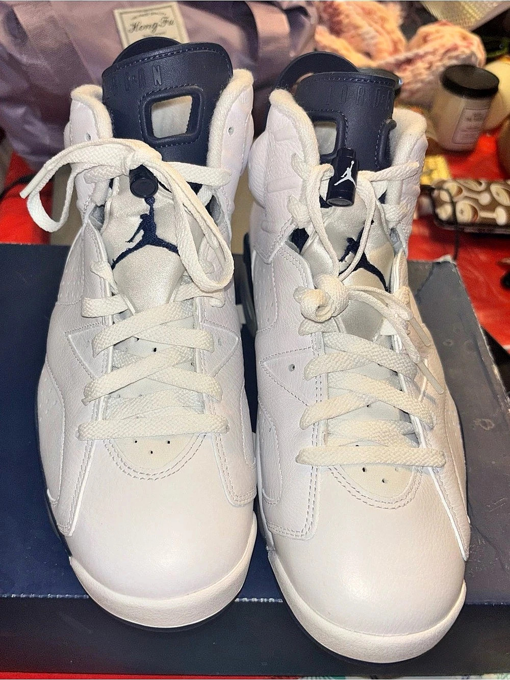 Jordan Air Jordan 6 Retro Midnight Navy High-Top Sneakers White & Blue US 9.5